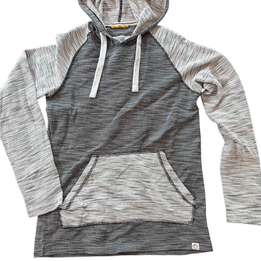 Free Planet Raglan Hoodie Mens Large Black White Space Dye Good FH9U17BLK